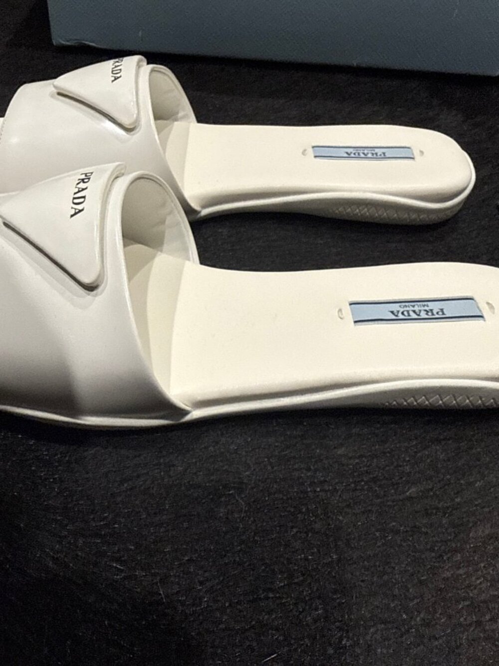 Prada Ladies White Leather Slide Sandals 37 - Picture 2 of 9